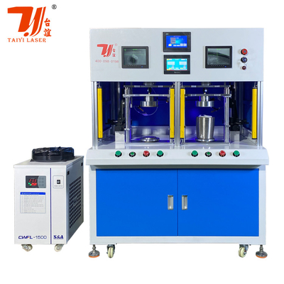 Doppel-Station Edelstahl-Kessel Boden Kessel Spülung Automatische Faser-Laser-Schweißmaschine mit Raytools HZG Kopf